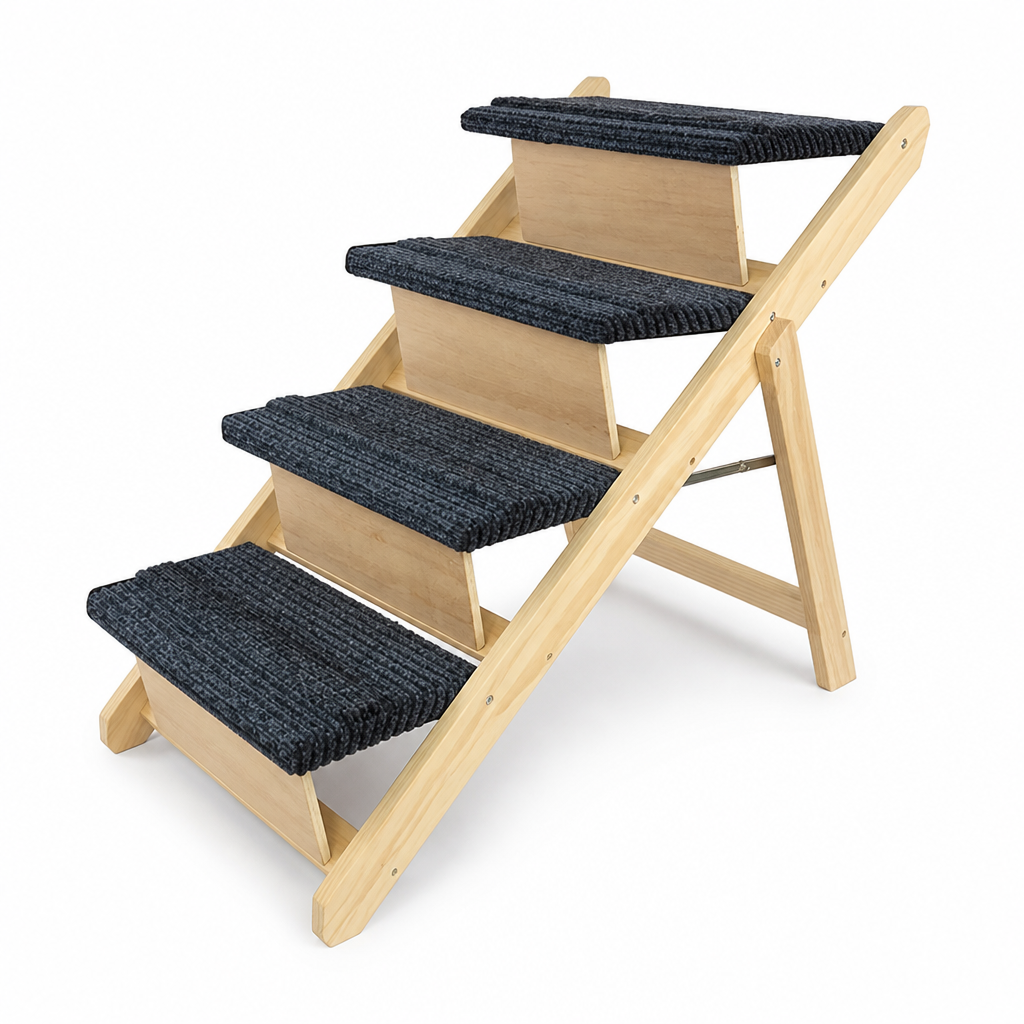 Foldable Wooden Non-Slip Pet Stairs & Ramp