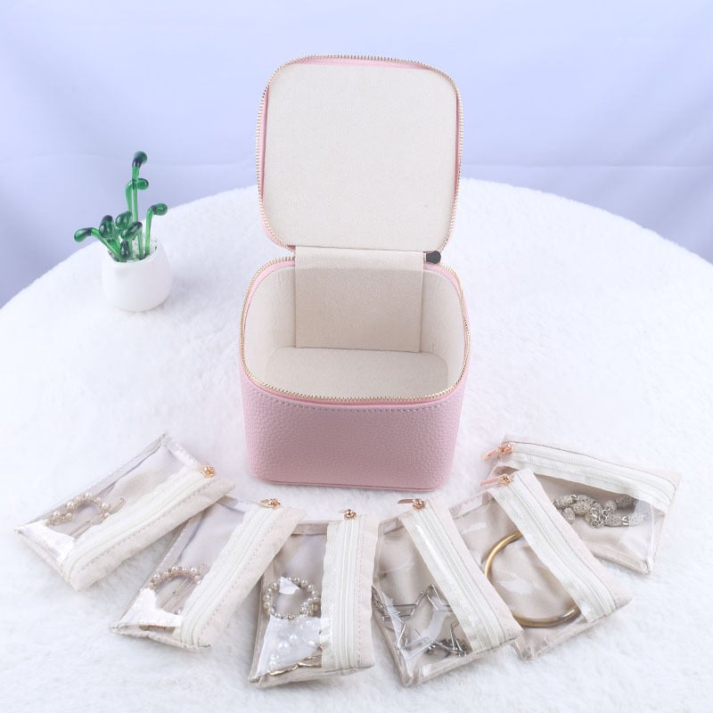 Zippered Jewelry Storage Box with Compartments