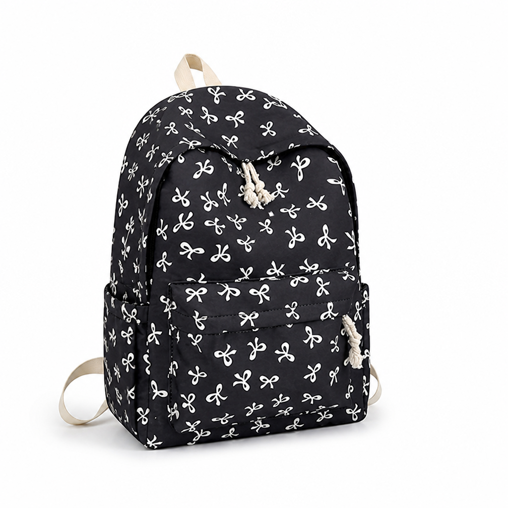Durable Polyester Multi-Pocket Girls' Backpack (Butterfly Print)