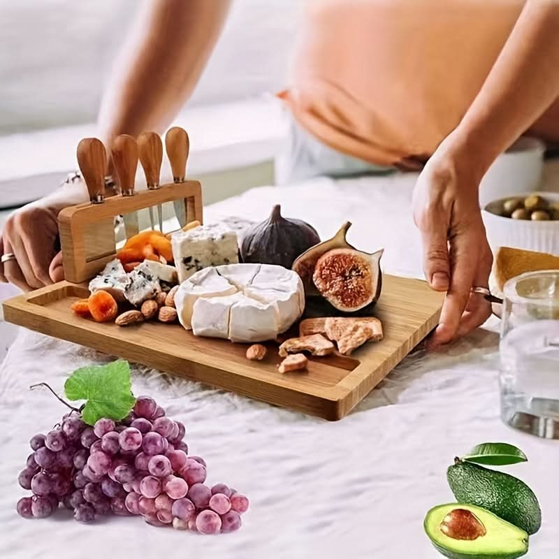 Bamboo Cheese Serving Board Set for Versatile Kitchen Use