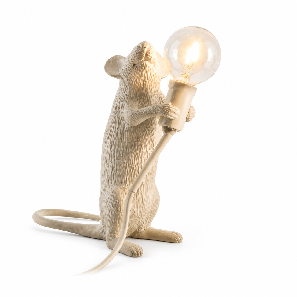 Playful Resin Warm LED Mouse Table Lamp