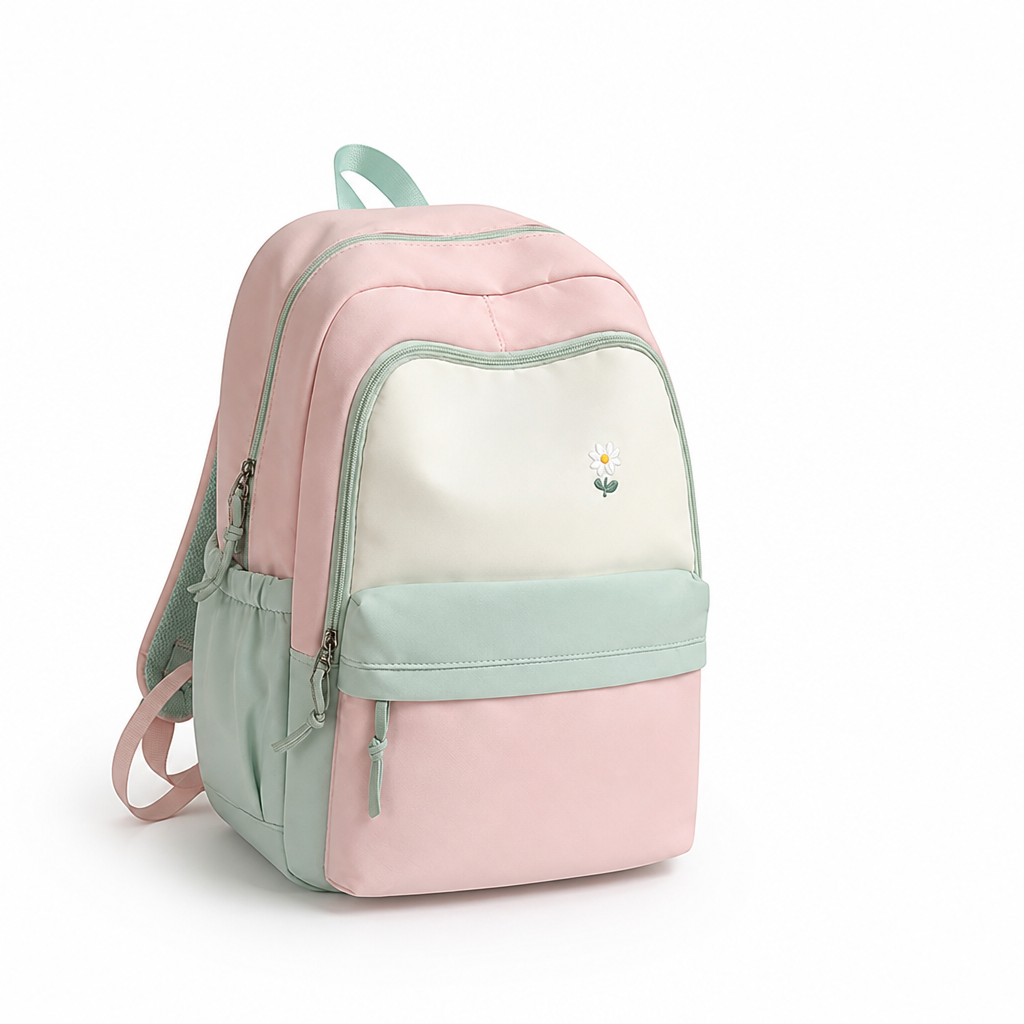 Lightweight Large Capacity Backpack (Daisy & Letter Print)