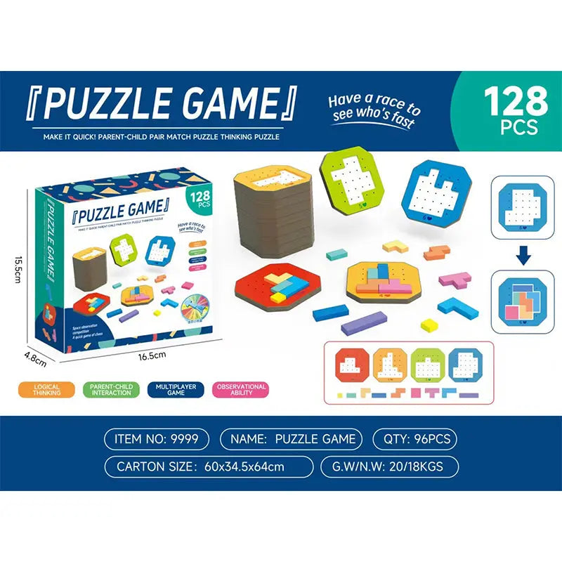 Building Block Puzzle Set with 108 Pieces and 20 Challenges