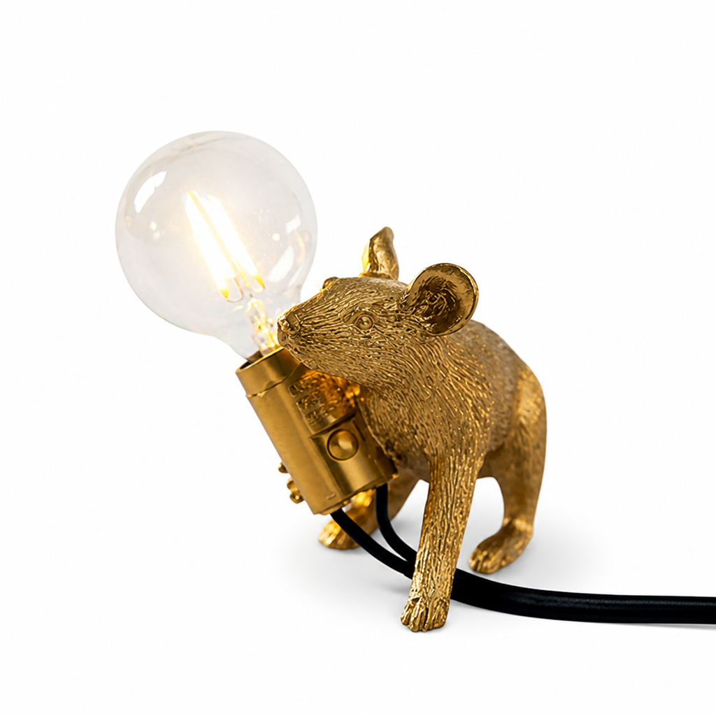 Playful Resin Warm LED Mouse Table Lamp