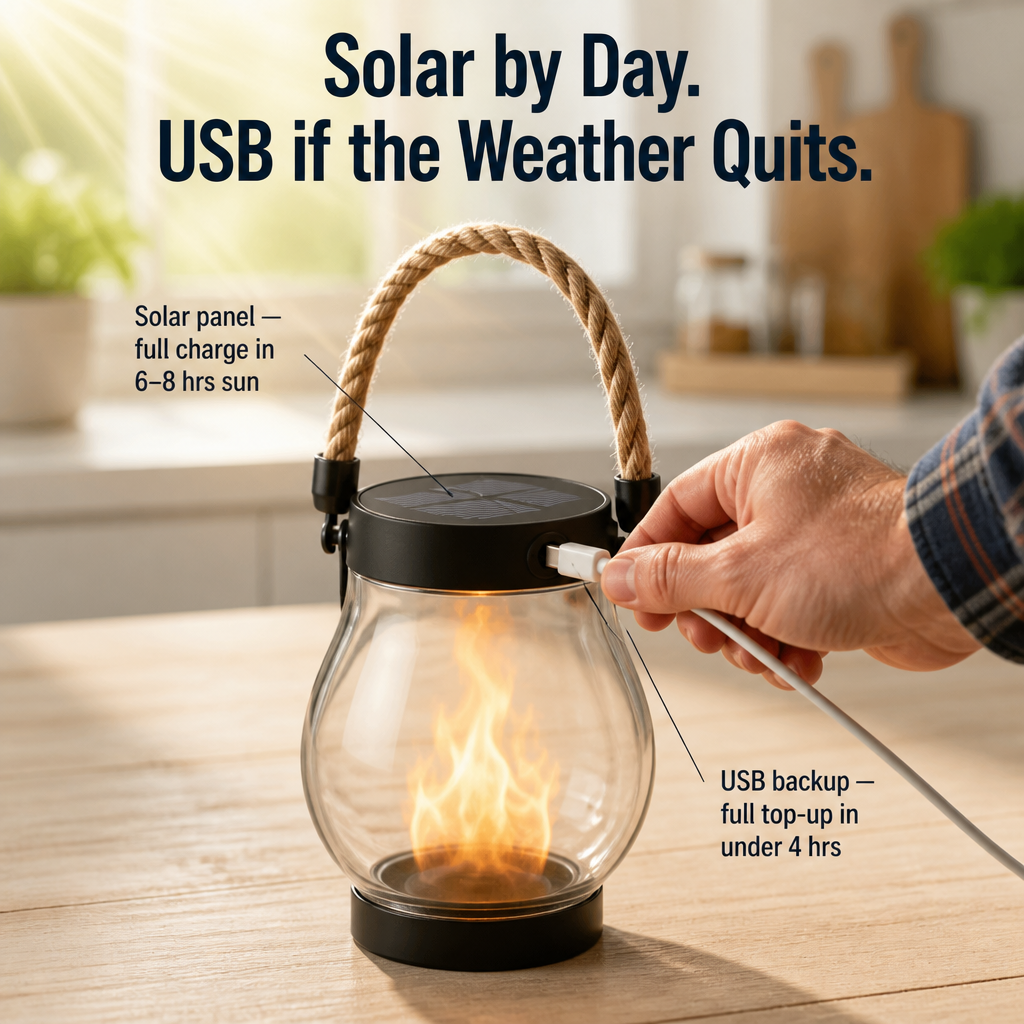 LumaFyre™ — Illuminate Your Patio All Night with Solar, No Wax or Wires