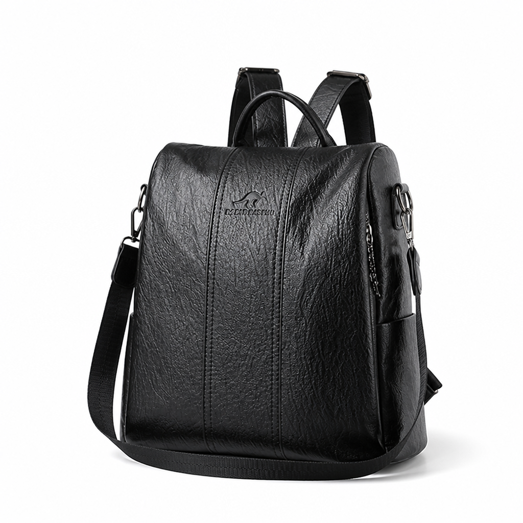 Anti-Theft Rear Zip Water-Repellent Faux Leather Convertible Backpack
