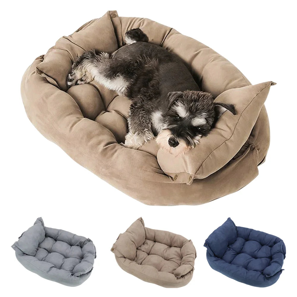 3-in-1 Pet Bed – Lounger, Mat, and Snuggle Cave