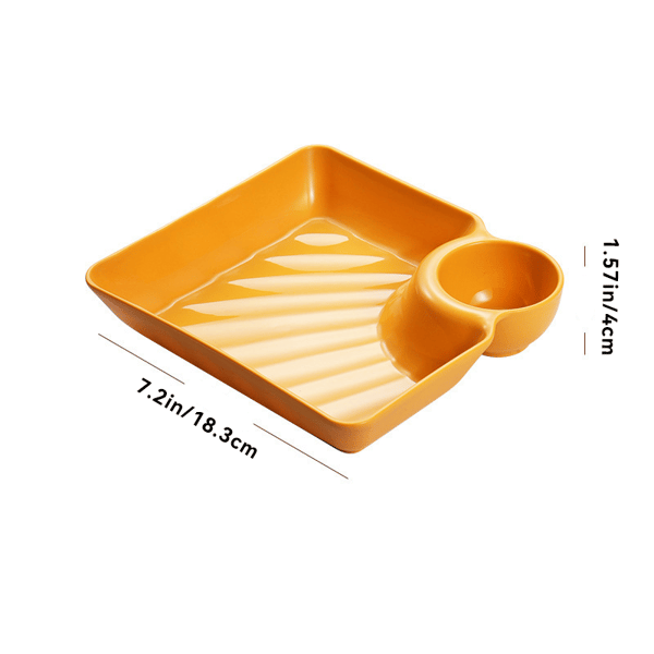 Stackable Snack and Dip Serving Plate with Sauce Bowl - 4 Colors