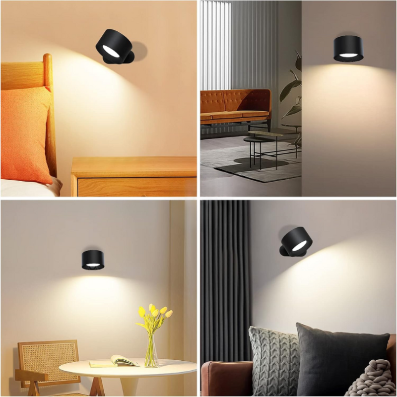 Rechargeable LED Wall Lamp with 360° Swiveling Head – Touch Control, Cordless Setup