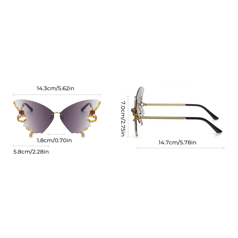 Crystal-Embellished Butterfly-Shaped Sunglasses