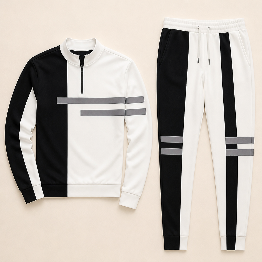 RevitaFit™ – Striking Color-Block Two-Piece Set with Half-Zip Mock Neck