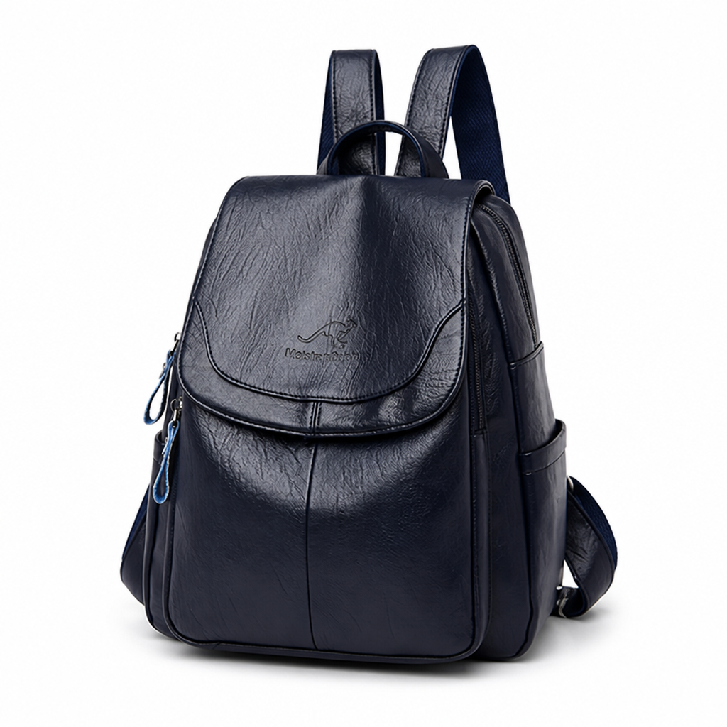 Anti-Theft Genuine Embossed Leather Backpack