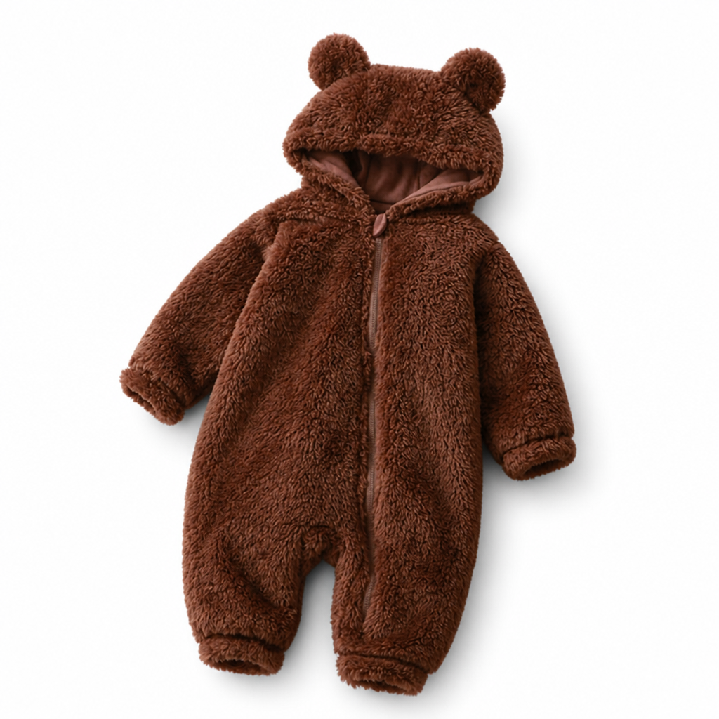 Ultra-Soft Flannel Zip Bear Hood Onesie