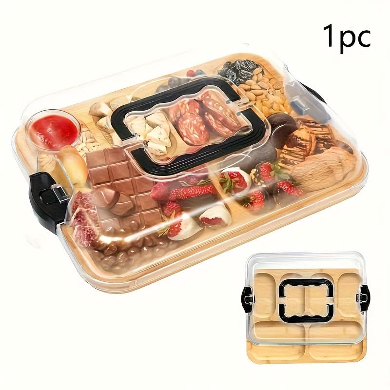 Cheese Serving Board with Acrylic Cover for Easy Transport and Food Safety