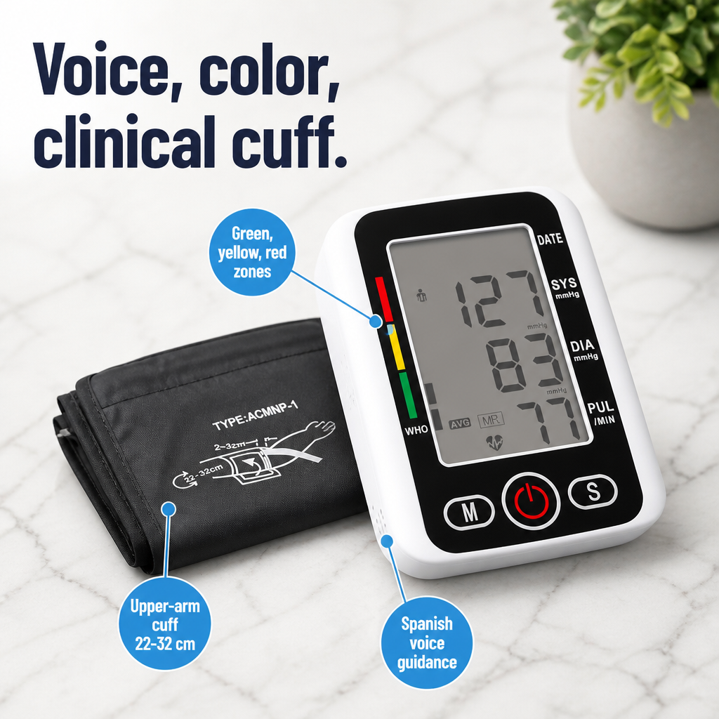 CardioVantage™ — Monitor Your Blood Pressure at Home Using One-Button Spanish Voice Assistance