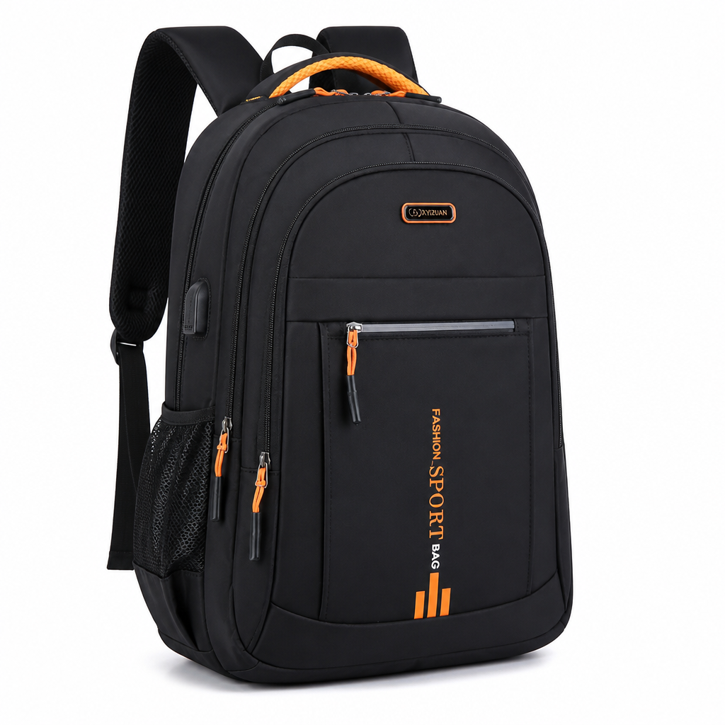 Water-Repellent Oxford USB-Charging Backpack (Fits 15.6in Laptop)