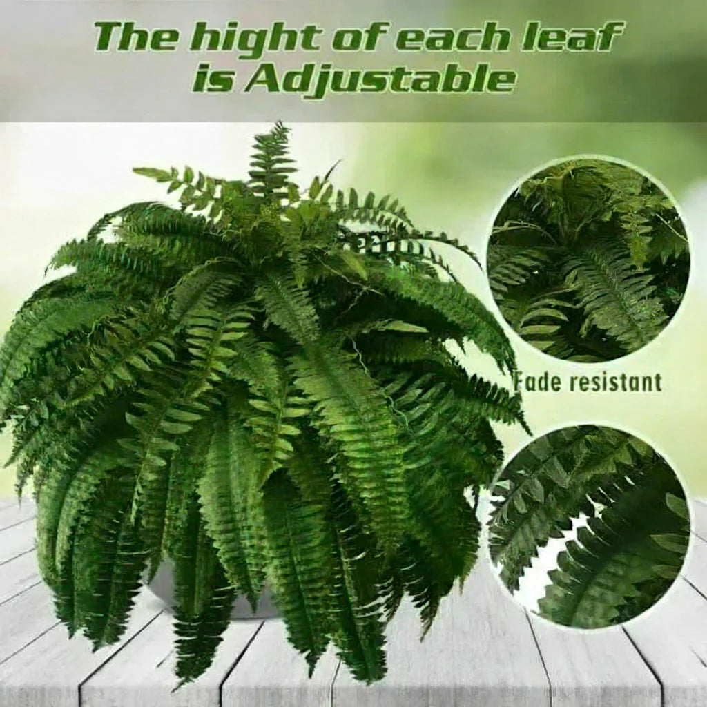 18-Pack of Water-Resistant Artificial Boston Ferns Made from Polyethylene