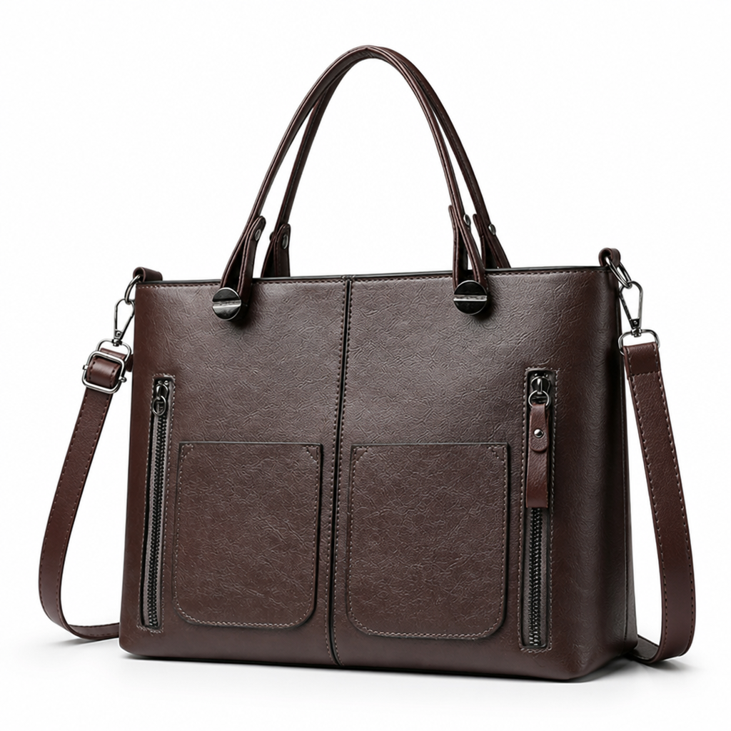 Genuine Leather Minimalist Shoulder Bag (Multiple Compartments)