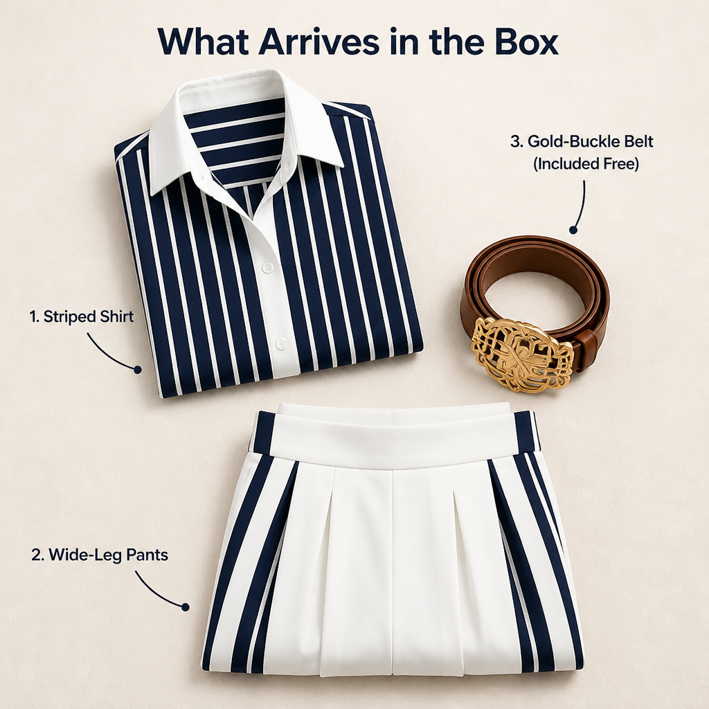 VeroLuxe™ — Slip Into a Striped Set That Feels Like You Got a Stylist | Comes with Belt