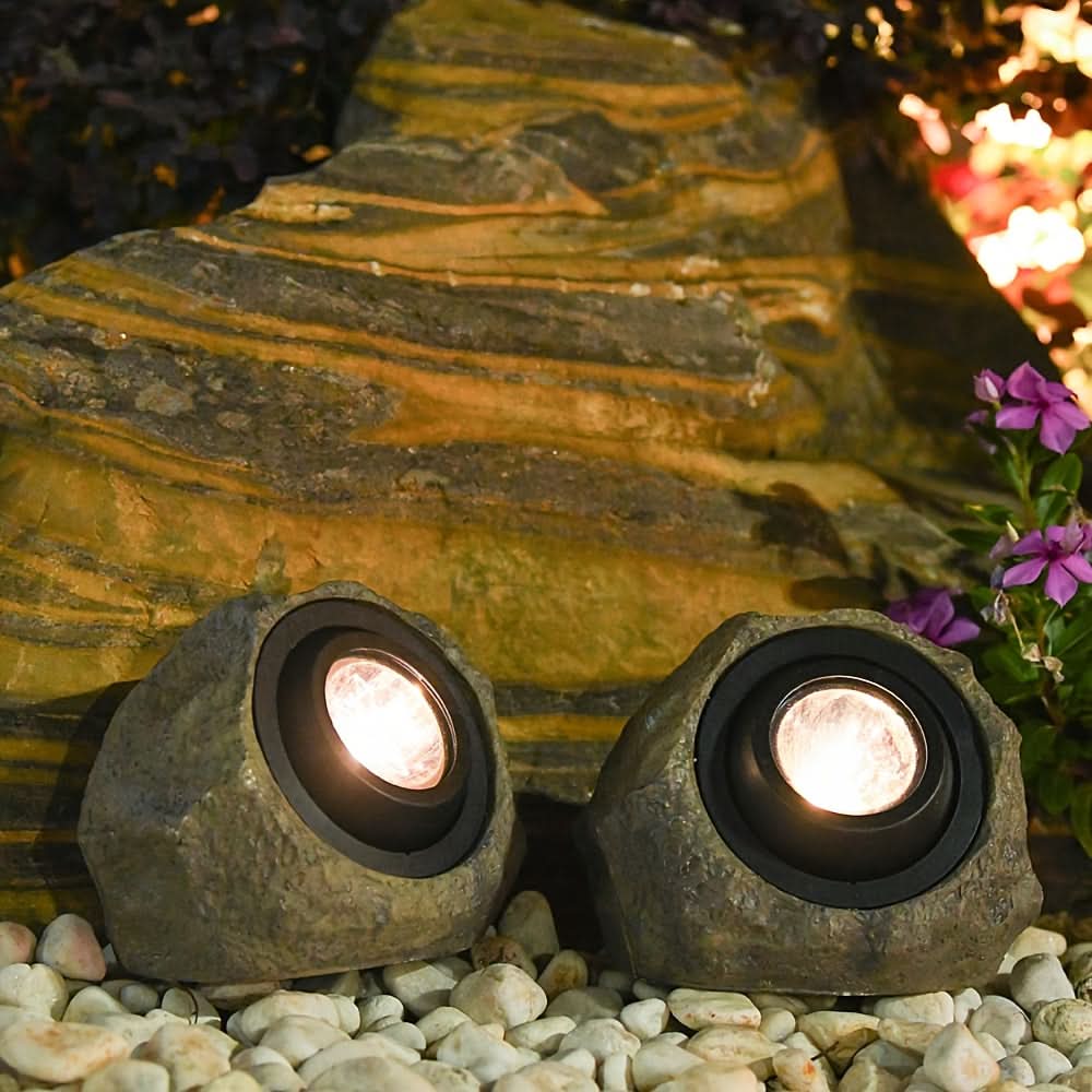 Solar-Powered Rock Garden Light for Outdoor Decoration