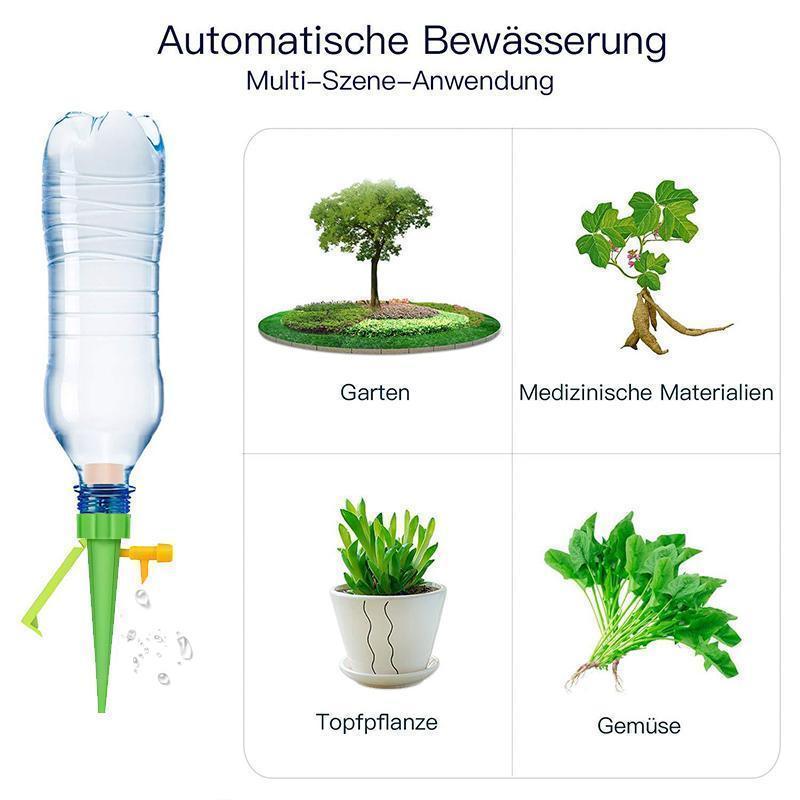 Set of 6 Plant Watering Devices with Bottle Adapter and Control Valve
