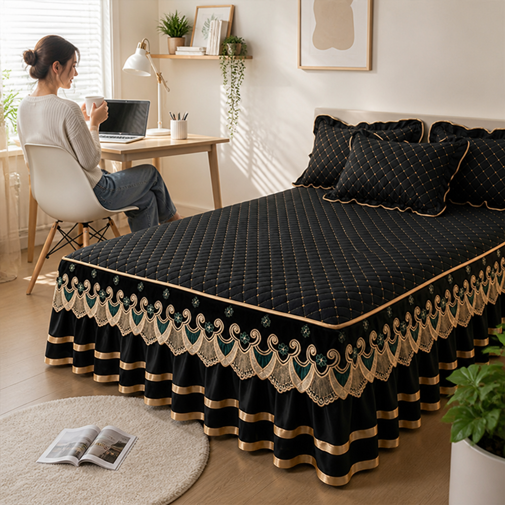 LuxeRuffle™ — Transform Your Bed into a Cloud of Cozy Elegance That Never Slips or Slides