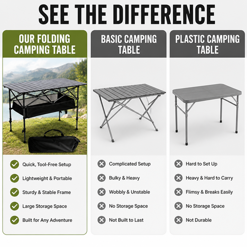 SummitEase™ Folding Camping Table — Freedom to Set Up Fast and Relax Longer Outdoors