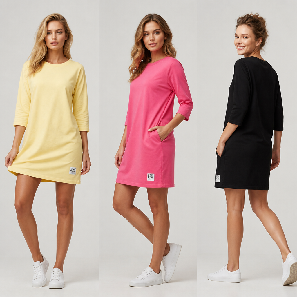 VelaFlow™ – Relaxed Crew-Neck Pocket Dress in Breathable Soft-Touch Fabric