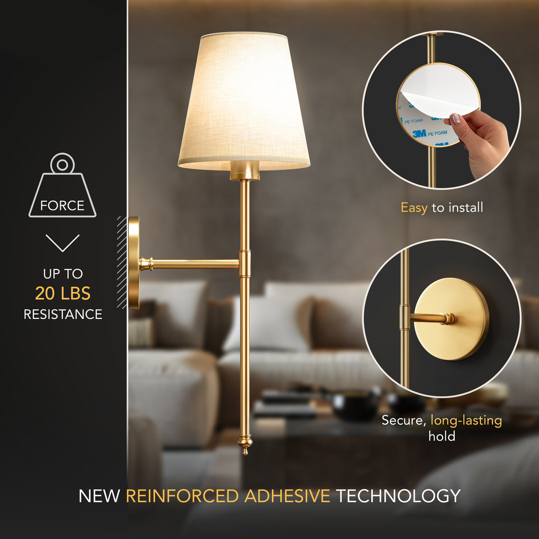 Remote-Controlled Wall Lamp – Battery Operated, Drill-Free Installation