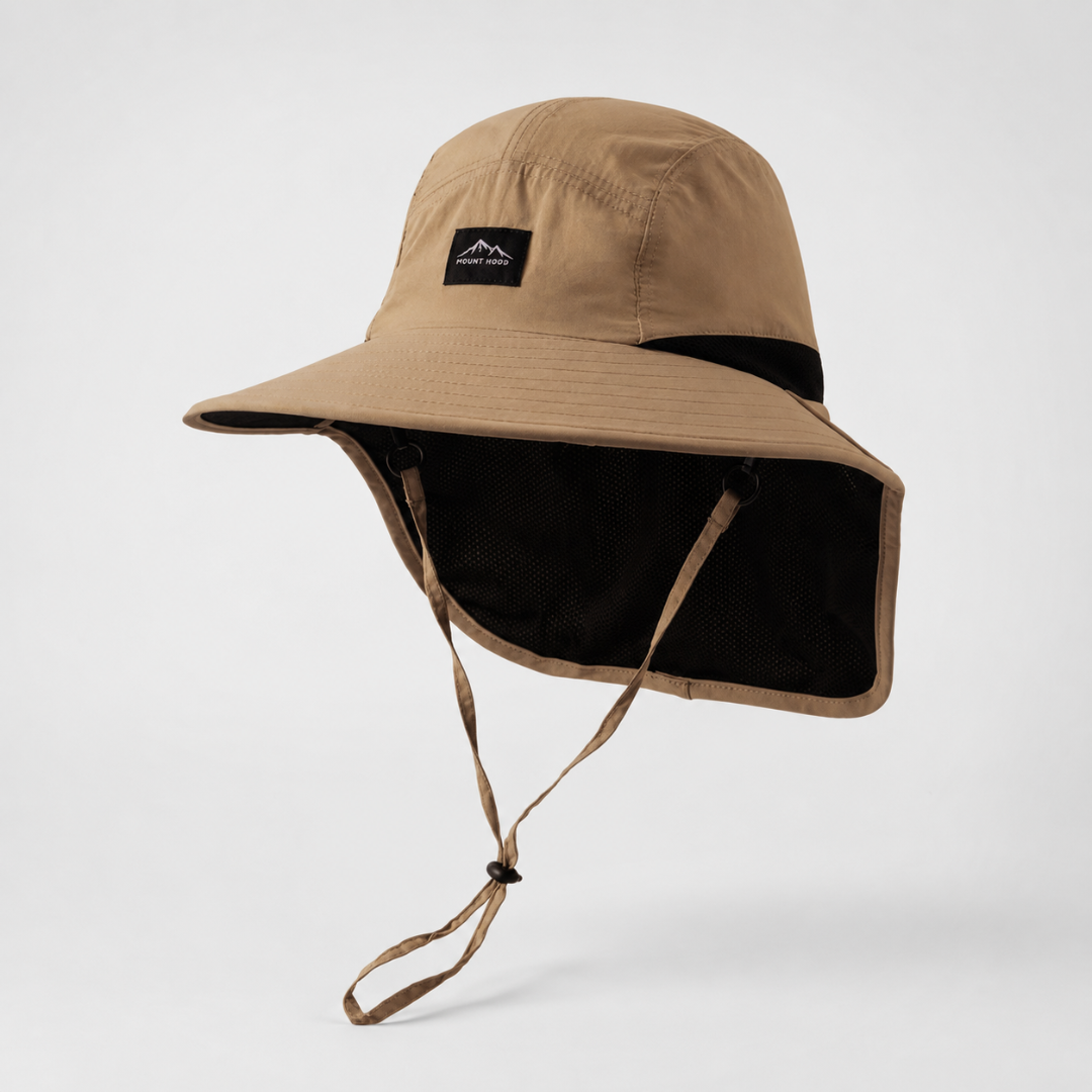 UV-Resistant Wide-Brimmed Hat with Neck Cover for Hiking and Outdoors