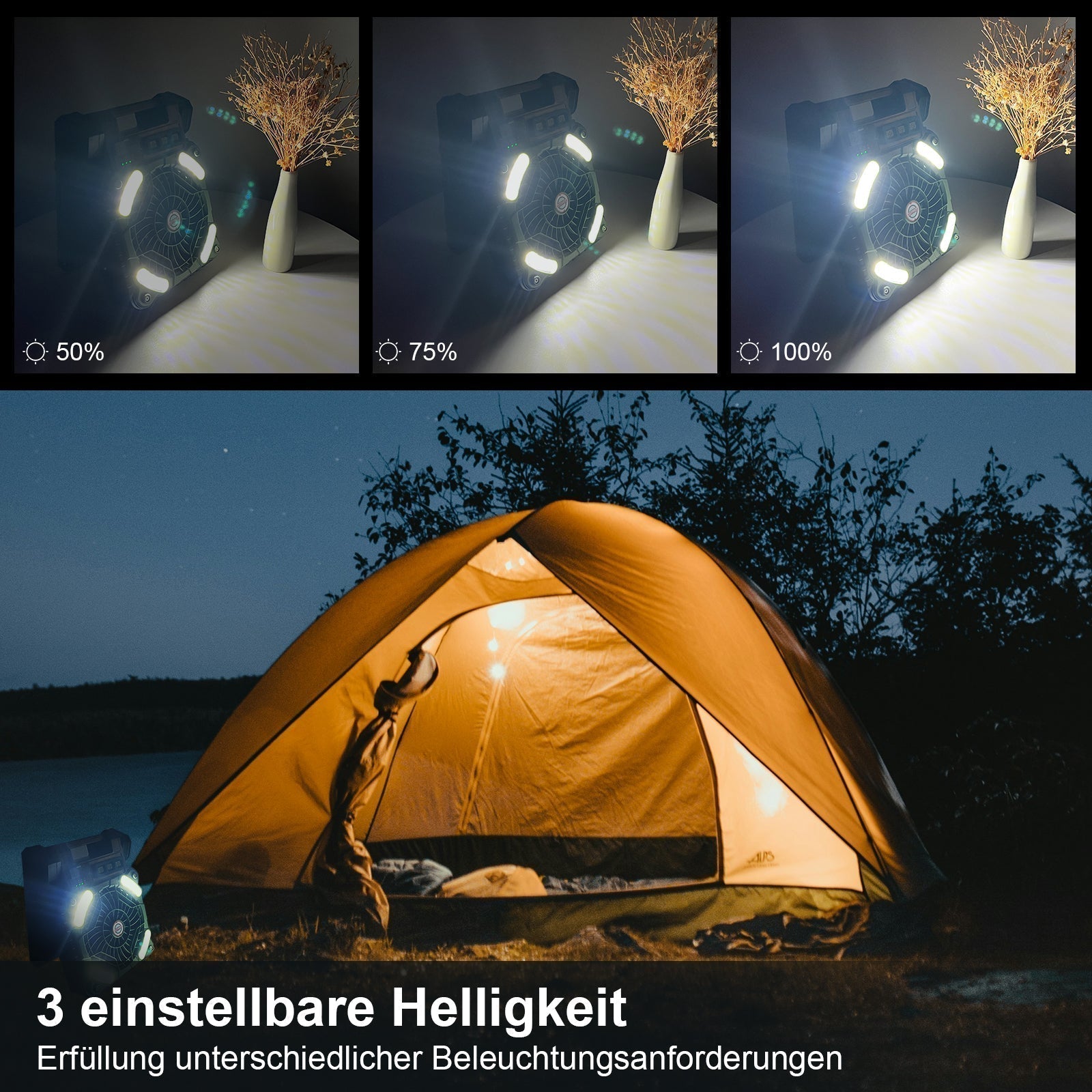 LED Light Solar Ventilator with Built-in Power Bank