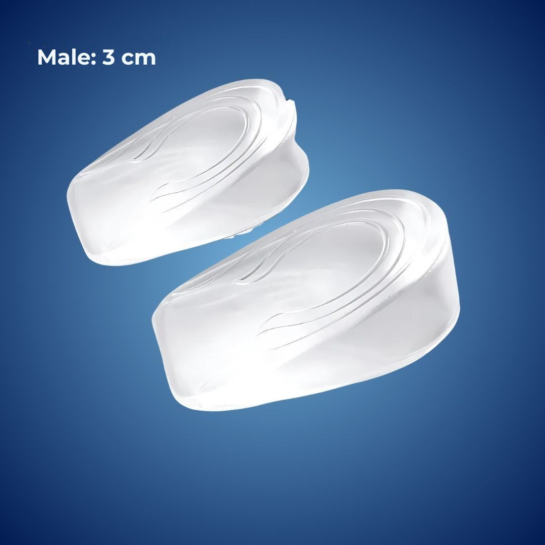 Height Increasing Insoles and Silicone Gel Heel Cushions for Plantar Fasciitis