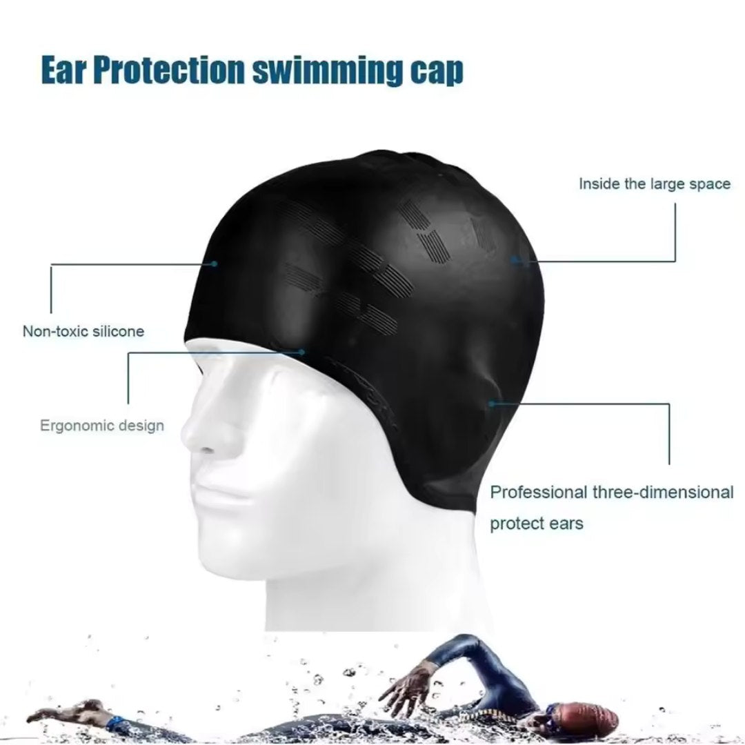Silicone Swim Cap with Ear Protection - Comfortable and Waterproof