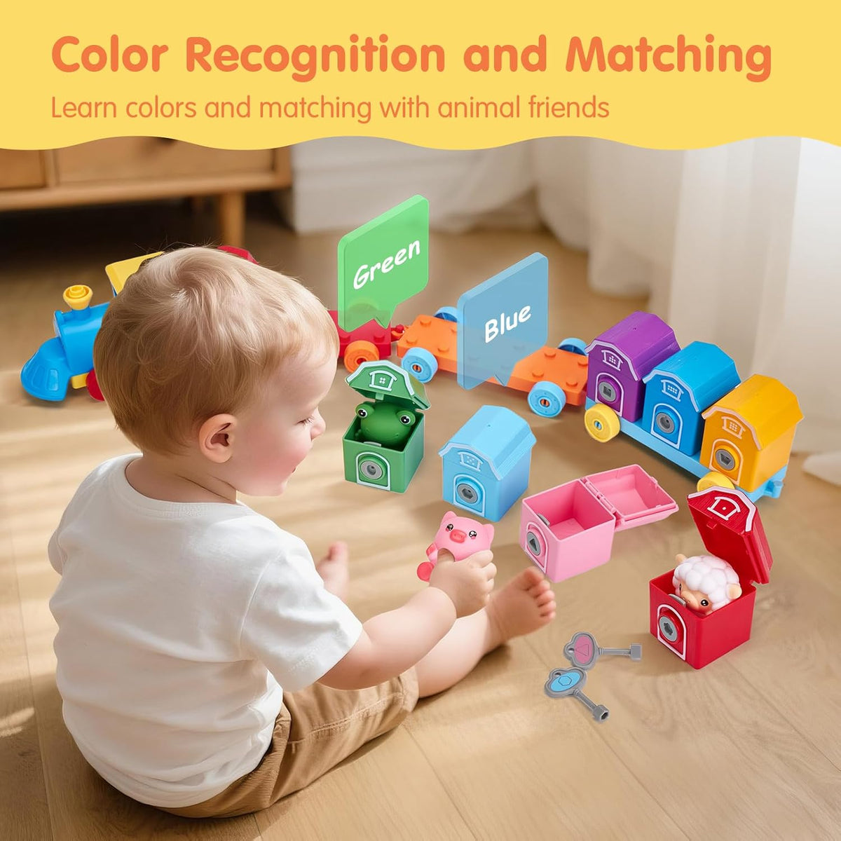 Counting and Sorting Train Set for Toddlers with Numbered Cars and Farm Animals