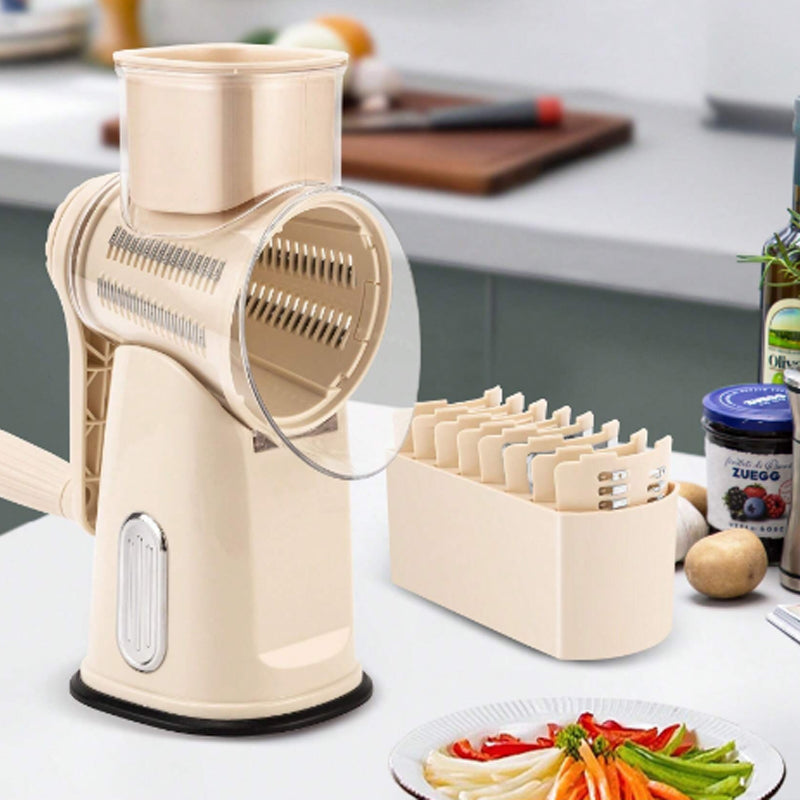 Multi-Blade Food Shredder - Rotary Grater for Cheese and Vegetables