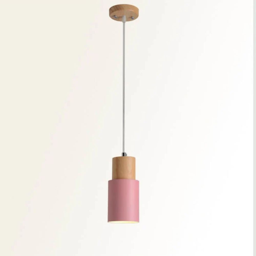 Industrial Style Pendant Light with Metal and Wood Elements