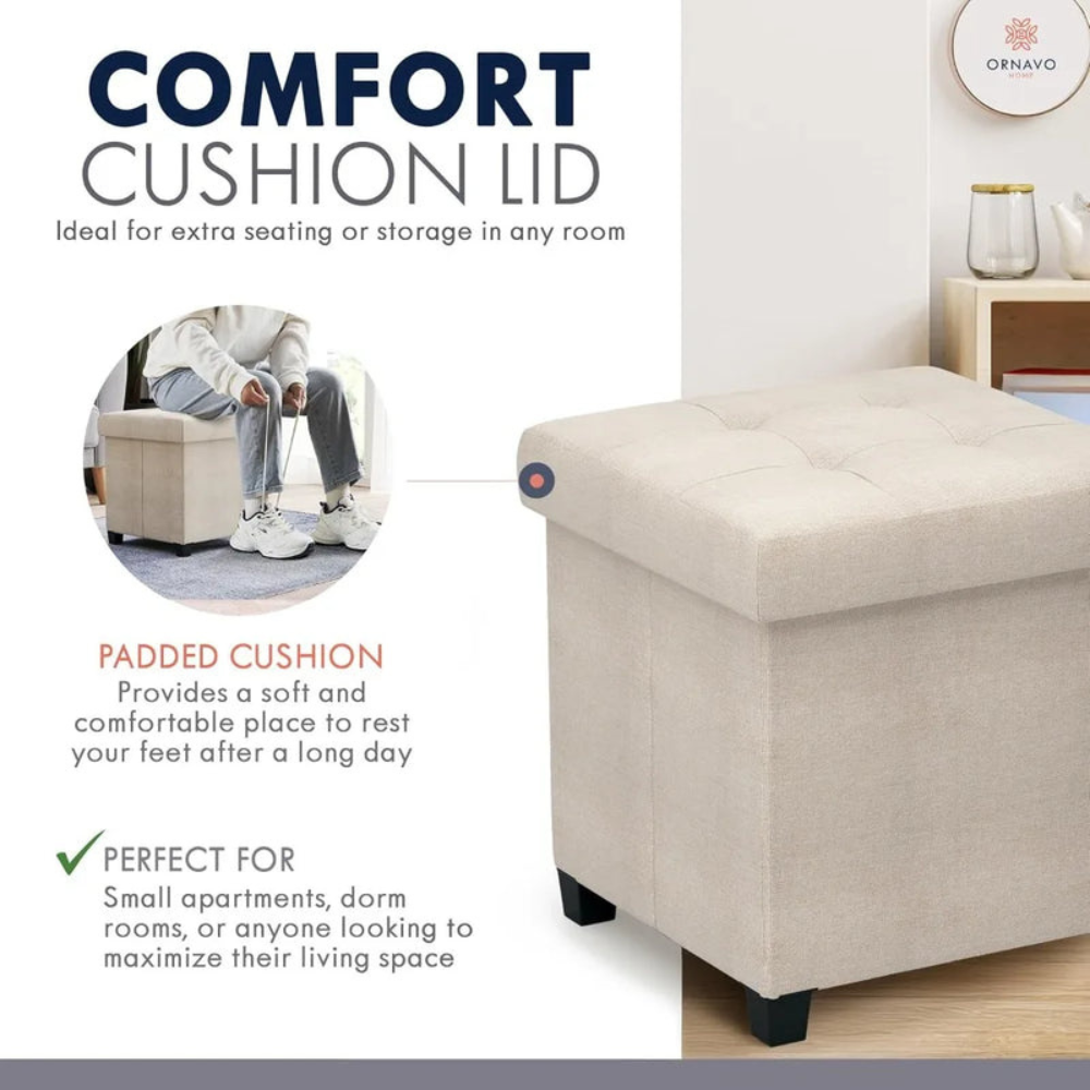 Square Ottoman Bench for Storage and Seating