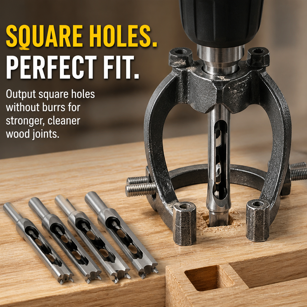 EdgeSharp™ Precision Square Hole Drill Bits — Transform Wood Joints into Flawless, Time-Saving Masterpieces