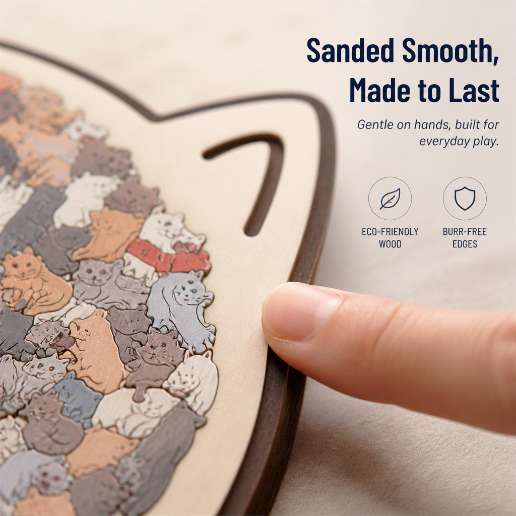 WhiskerCraft™ Wooden Puzzle — Melt Stress Away with Every Satisfying Click and Create Calm Cat Art