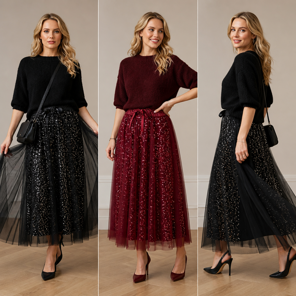 Luminelle™ Shine Top and WhisperTulle™ Skirt — Command Every Room with Effortless Elegance and Unstoppable Confidence