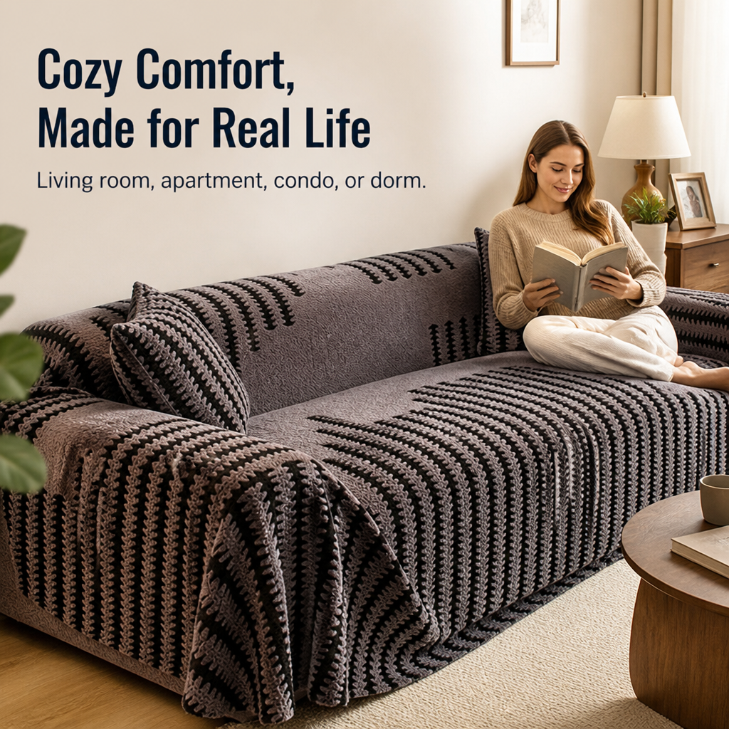 VeluraHug™ — Drape Your Sofa in Stay-Put, Cloud-Soft Warmth That Hides Pet Hair