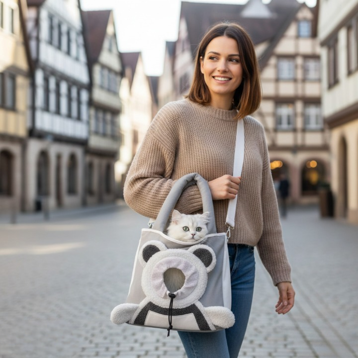 Comfortable and Secure Pet Bag with Bear Graphic