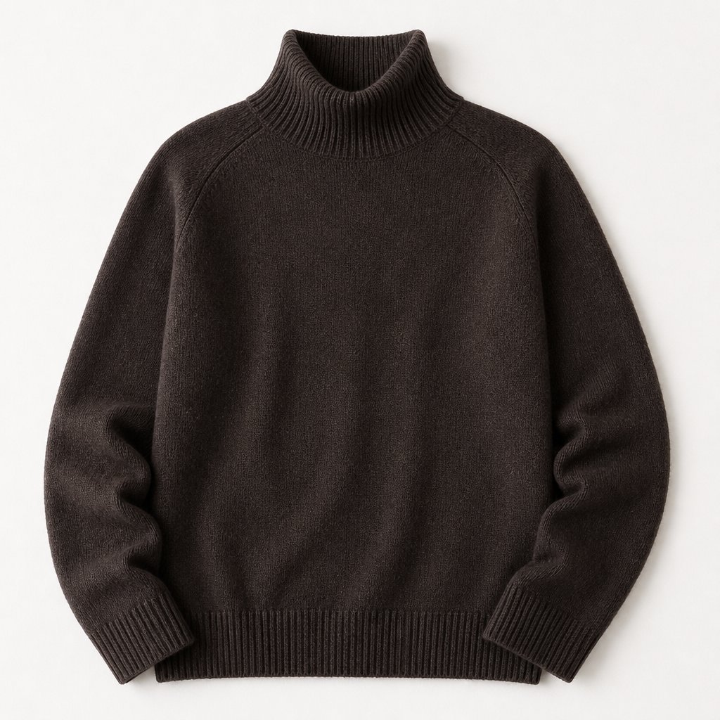 ArcticSilk™ – Comfortable Relaxed-Fit Turtleneck Sweater Featuring Ribbed Edges