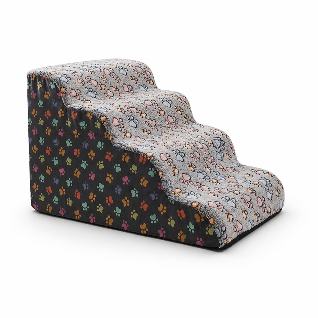 Paw-Print Plush Non-Slip Pet Steps (2–5 Steps)