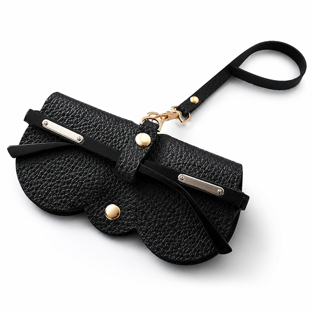 Durable PU Leather Soft-Lined Sunglasses Case (Snap Closure)
