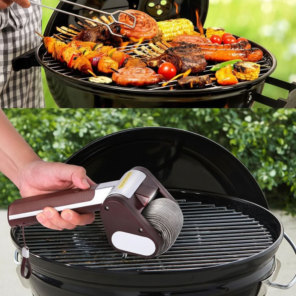 Electric BBQ Cleaning Brush with Stainless Steel Roller