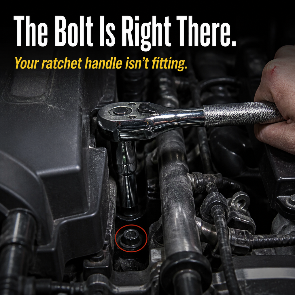 VersiGrip™ — Access Hidden Engine Bolts in Half-Inch Gaps Without Any Swing Arc