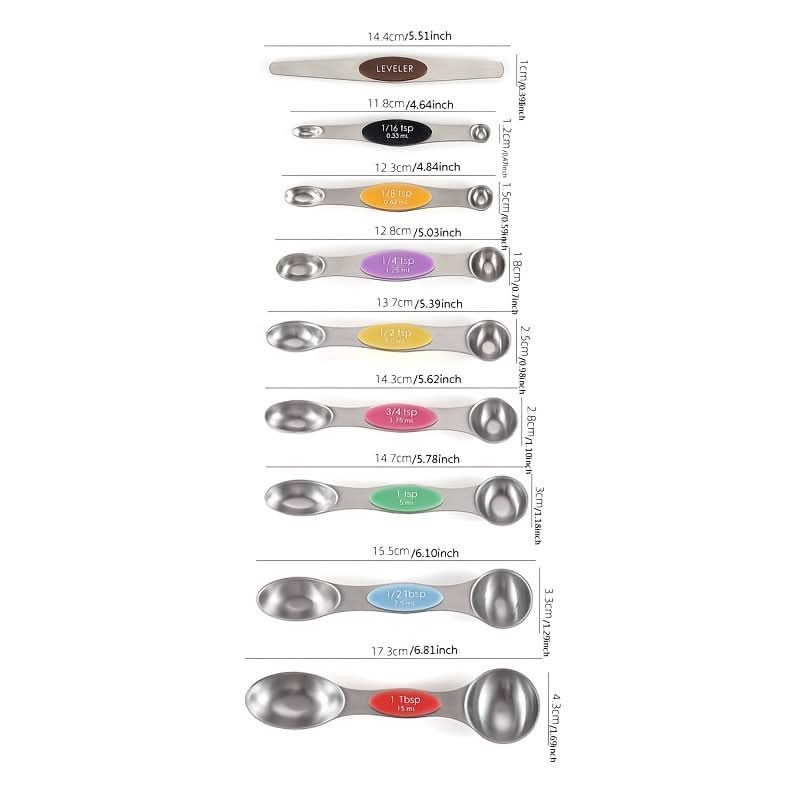 Set of Magnetic Measuring Spoons in Stainless Steel