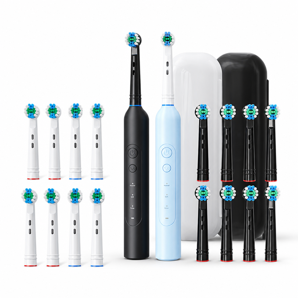 Rechargeable IPX7 Waterproof Electric Toothbrush (16 Replacement Heads)
