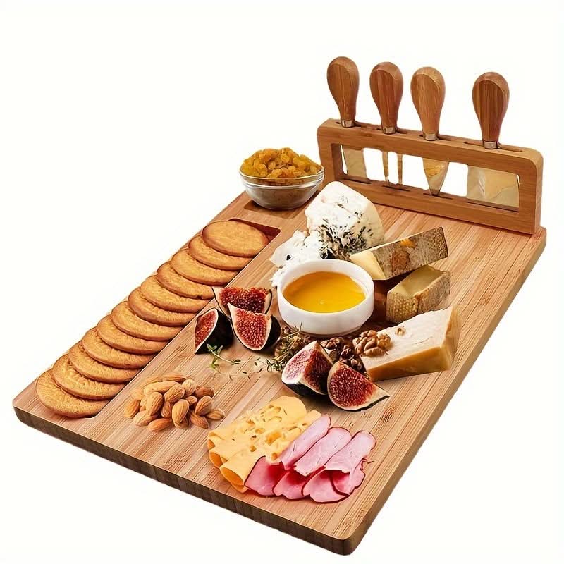 Bamboo Cheese Serving Board Set for Versatile Kitchen Use
